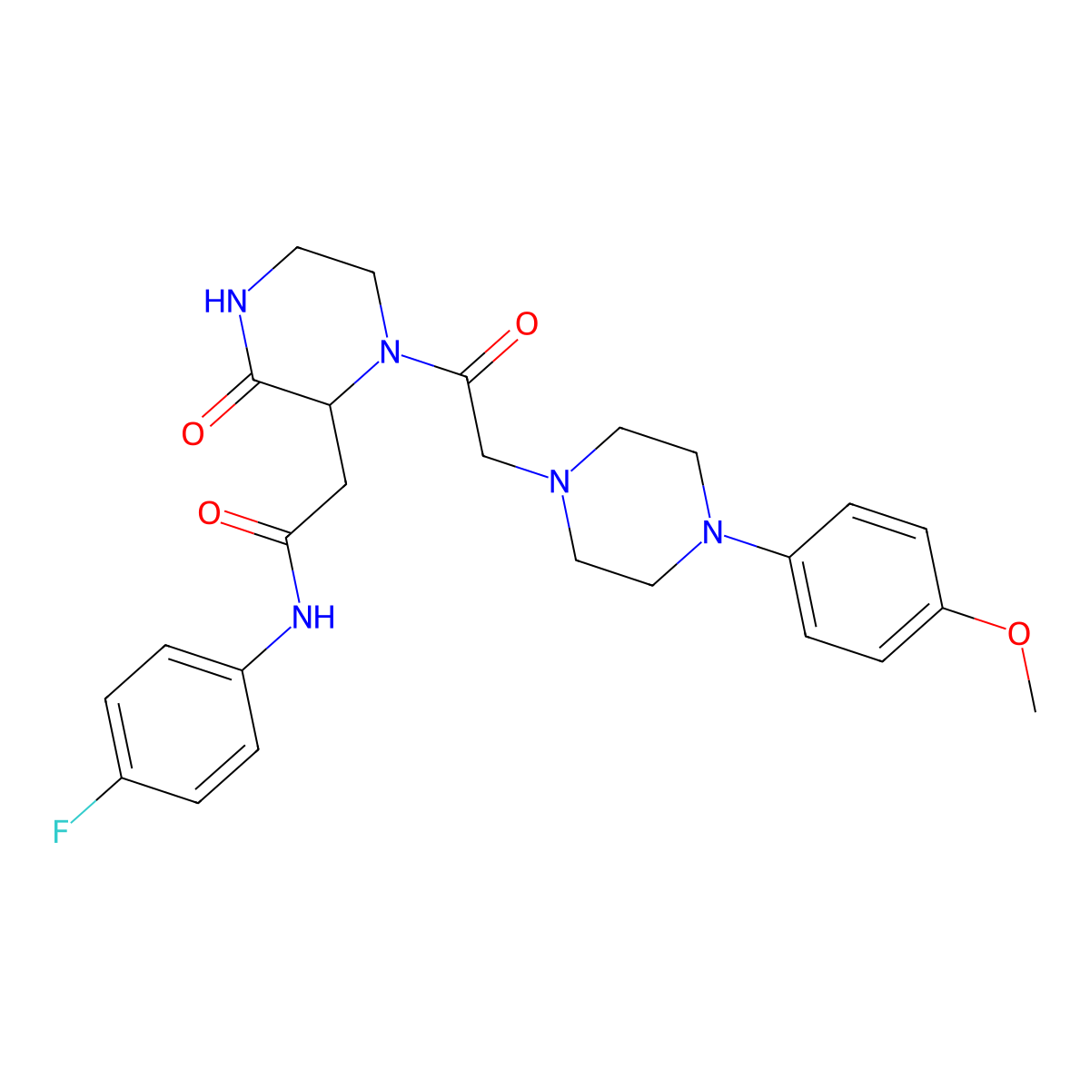 N-(4-fluorophenyl)-2-(1-{[4-(4-methoxyphenyl)piperazin-1-yl]acetyl}-3-oxopiperazin-2-yl)acetamide molecular structure, CAS 1092833-56-1
