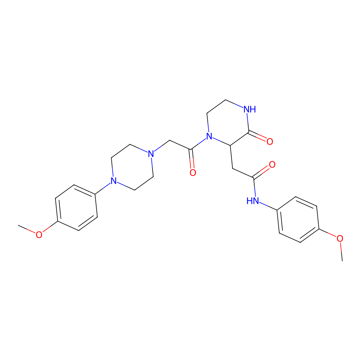N-(4-methoxyphenyl)-2-(1-{[4-(4-methoxyphenyl)piperazin-1-yl]acetyl}-3-oxopiperazin-2-yl)acetamide molecular structure, CAS 1092833-65-2