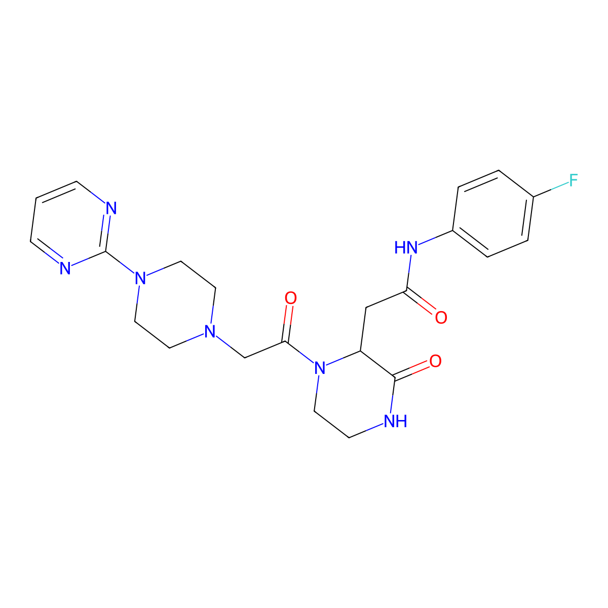 N-(4-fluorophenyl)-2-(3-oxo-1-{[4-(pyrimidin-2-yl)piperazin-1-yl]acetyl}piperazin-2-yl)acetamide molecular structure, CAS 1092834-26-8
