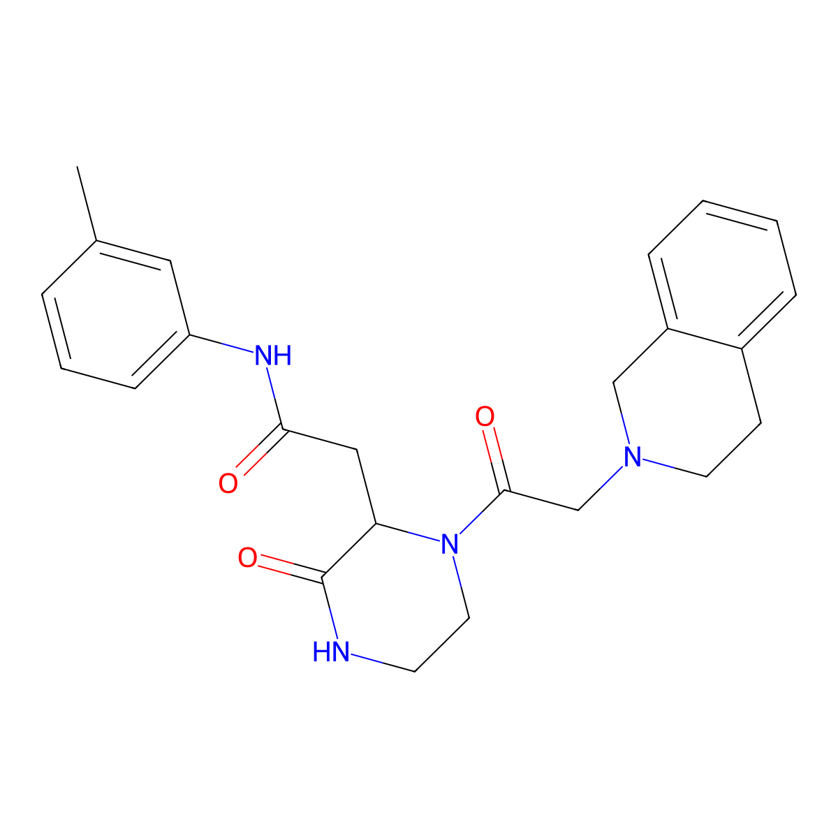2-[1-(3,4-dihydroisoquinolin-2(1H)-ylacetyl)-3-oxopiperazin-2-yl]-N-(3-methylphenyl)acetamide molecular structure, CAS 1092834-94-0