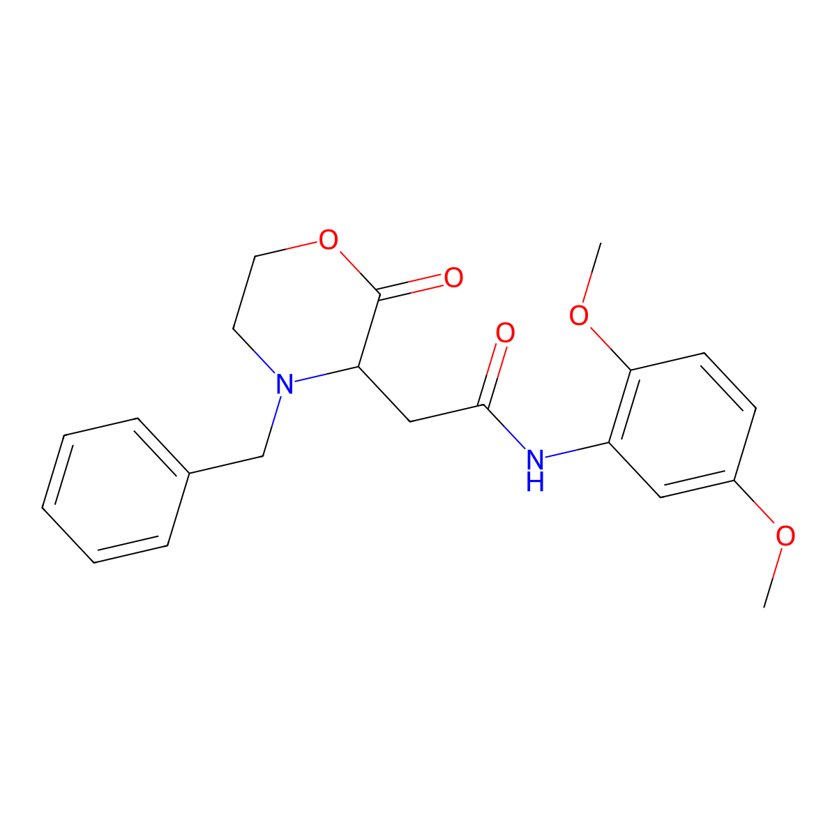 2-(4-benzyl-2-oxomorpholin-3-yl)-N-(2,5-dimethoxyphenyl)acetamide molecular structure, CAS 1092834-95-1