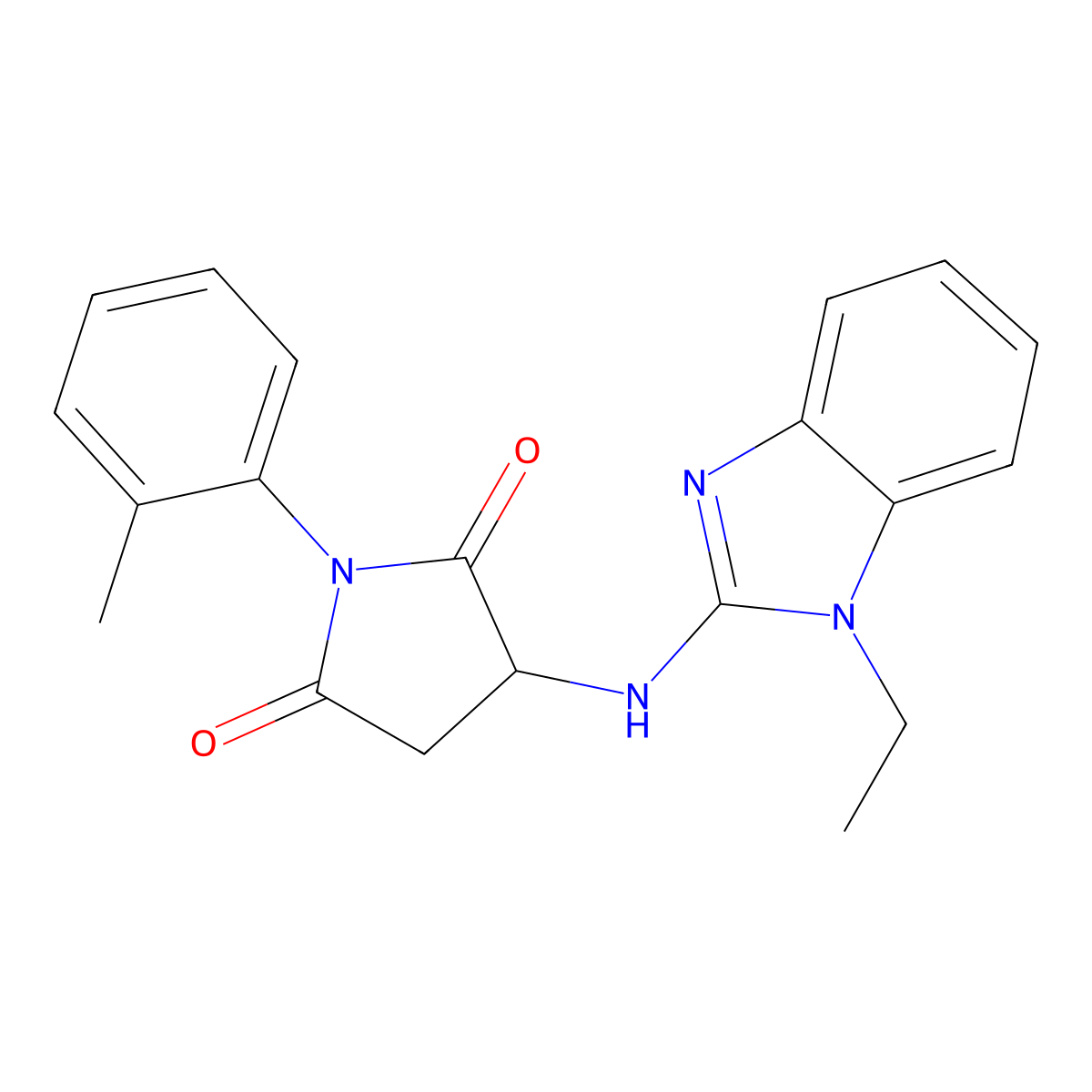 3-[(1-ethyl-1H-benzimidazol-2-yl)amino]-1-(2-methylphenyl)pyrrolidine-2,5-dione molecular structure, CAS 1092840-39-5