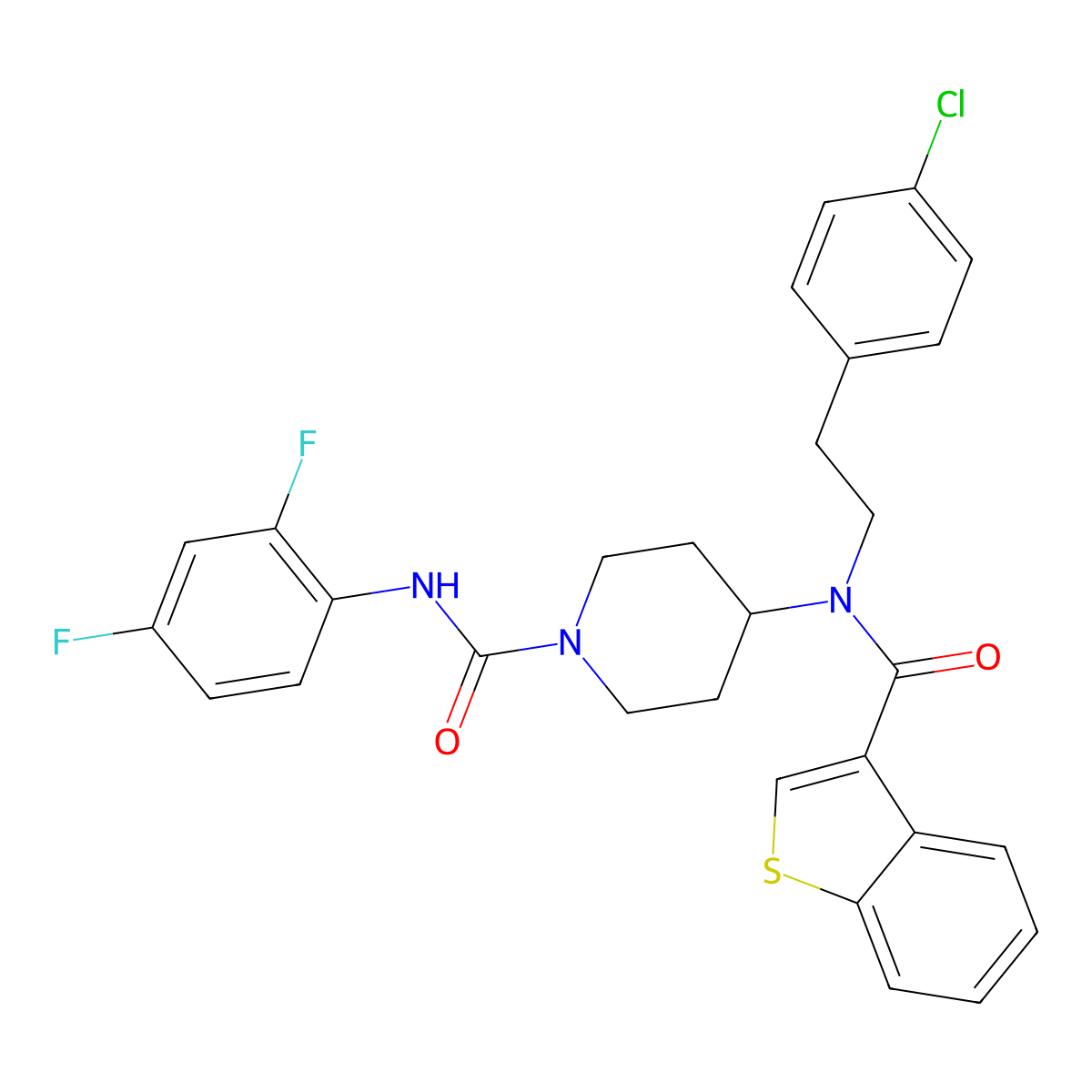 4-[(Benzo[b]thien-3-ylcarbonyl)[2-(4-chlorophenyl)ethyl]amino]-N-(2,4-difluorophenyl)-1-piperidinecarboxamide molecular structure, CAS 1092847-21-6