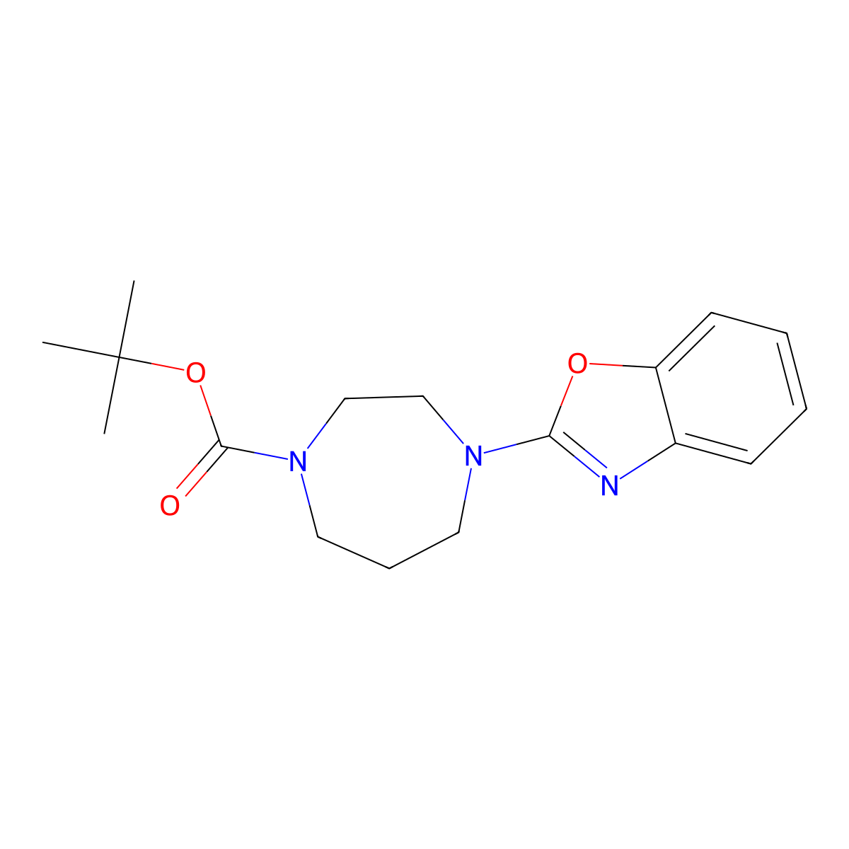 Tert-butyl 4-(1,3-benzoxazol-2-yl)-1,4-diazepane-1-carboxylate molecular structure, CAS 1092847-95-4