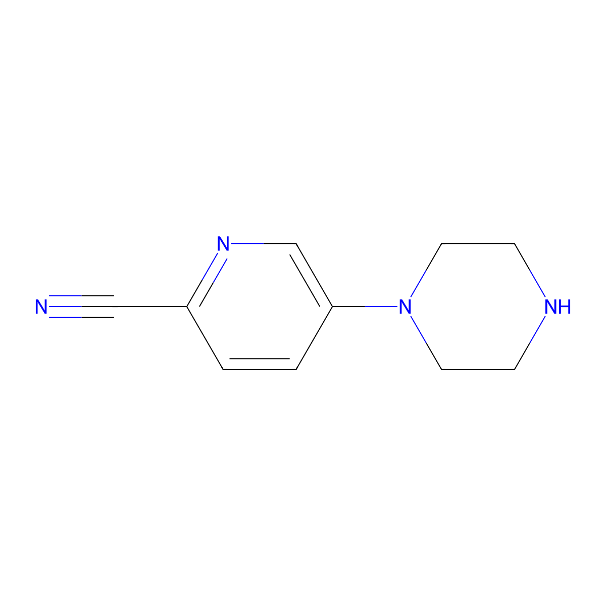 5-(Piperazin-1-yl)pyridine-2-carbonitrile molecular structure, CAS 1092848-04-8