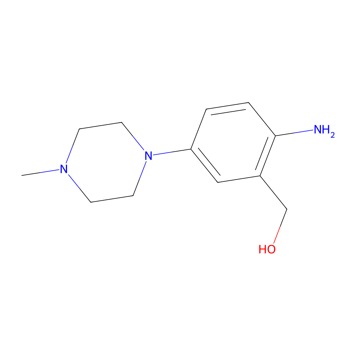(2-Amino-5-(4-methylpiperazin-1-yl)phenyl)methanol molecular structure, CAS 1092931-97-9