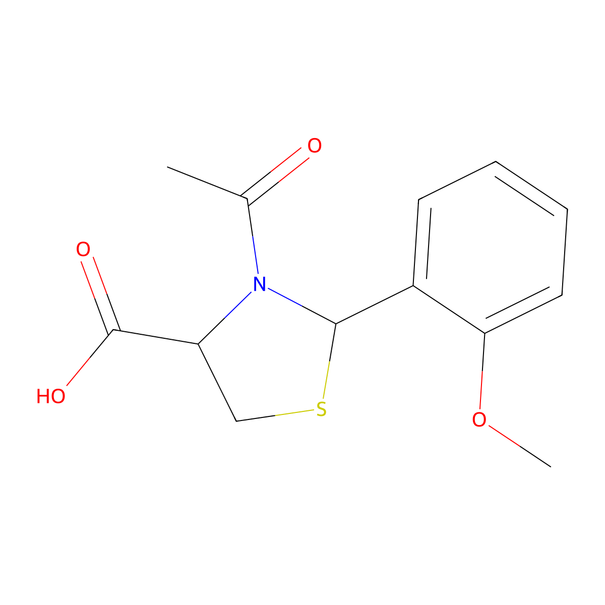 3-Acetyl-2-(2-methoxyphenyl)thiazolidine-4-carboxylic acid molecular structure, CAS 1092935-87-9