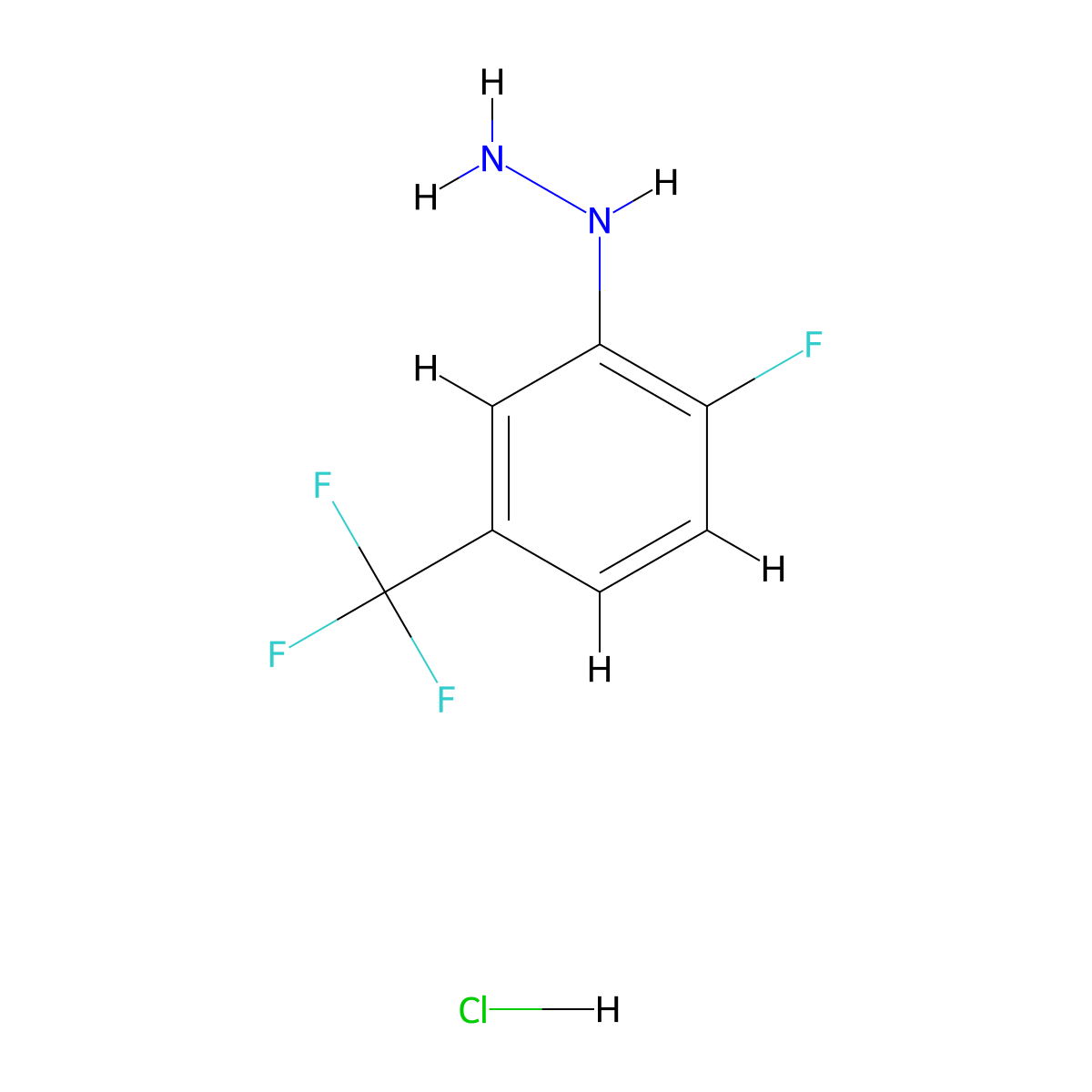 (2-Fluoro-5-(trifluoromethyl)phenyl)hydrazine hydrochloride molecular structure, CAS 1092958-56-9