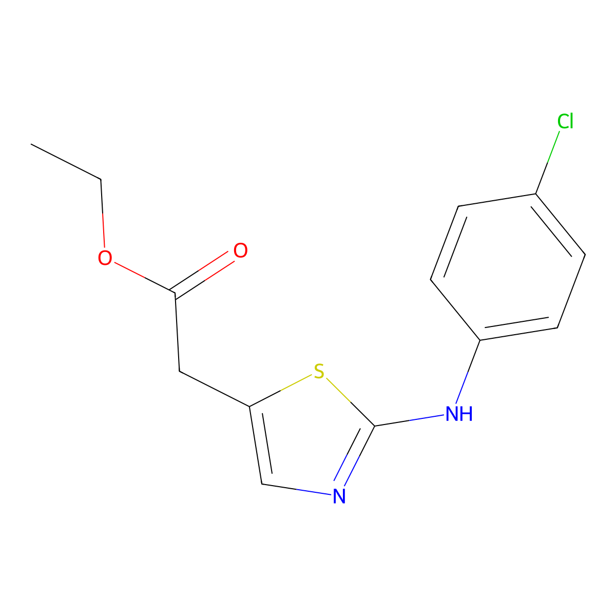 Ethyl 2-(2-((4-chlorophenyl)amino)thiazol-5-yl)acetate molecular structure, CAS 1092959-57-3