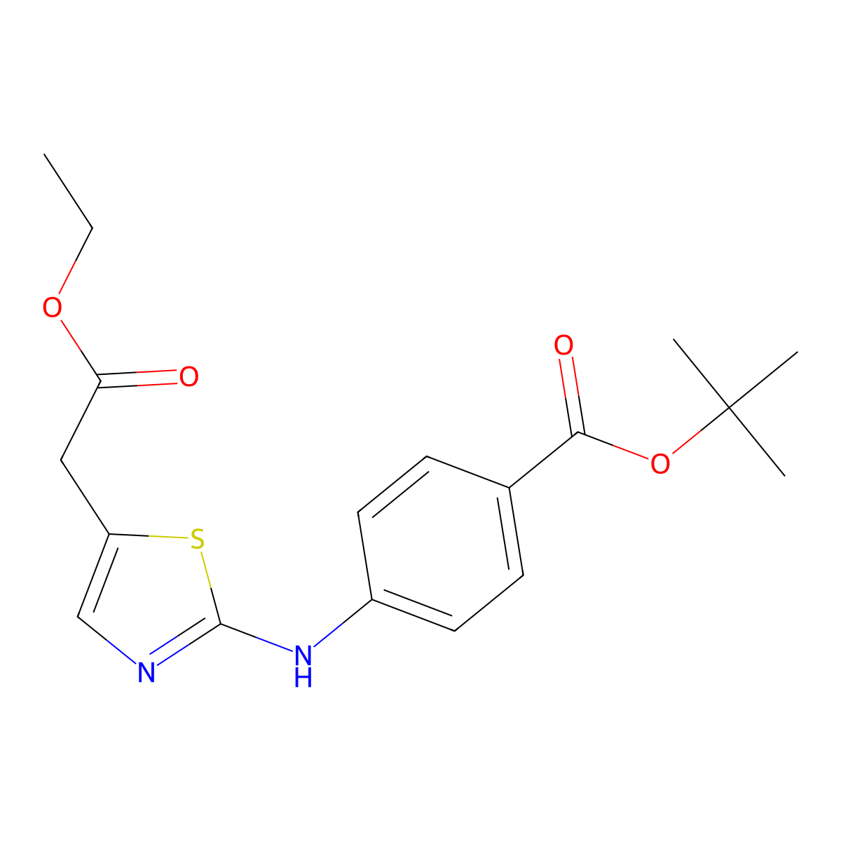 tert-Butyl 4-((5-(2-ethoxy-2-oxoethyl)thiazol-2-yl)amino)benzoate molecular structure, CAS 1092959-59-5