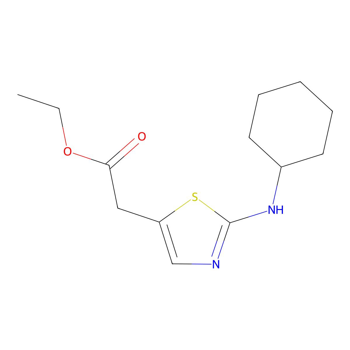 Ethyl 2-(2-(cyclohexylamino)thiazol-5-yl)acetate molecular structure, CAS 1092959-67-5