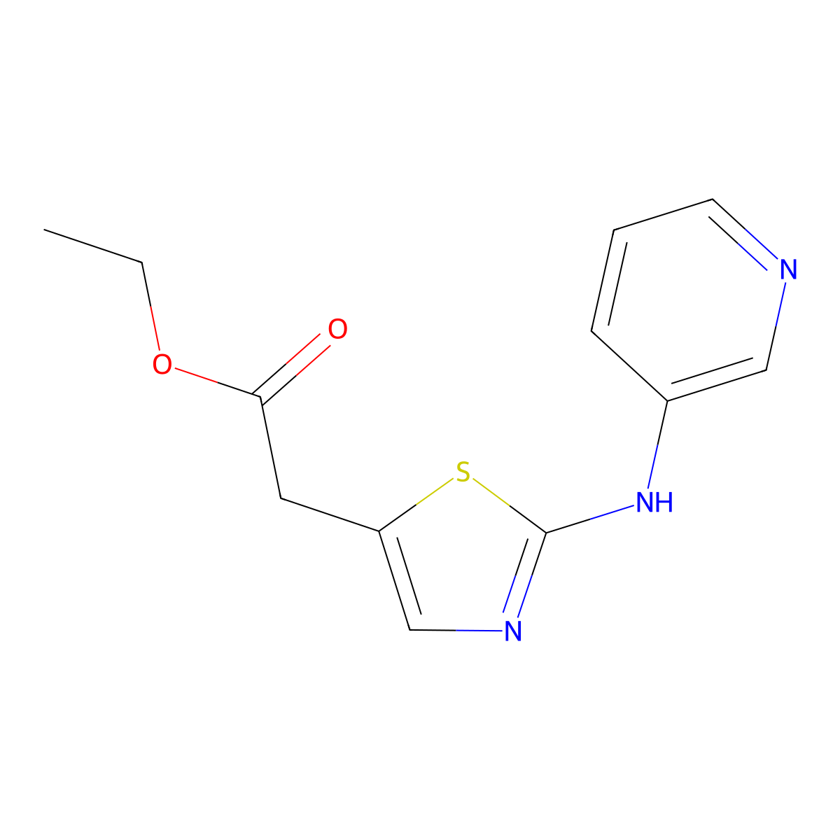 Ethyl 2-(2-(pyridin-3-ylamino)thiazol-5-yl)acetate molecular structure, CAS 1092959-68-6