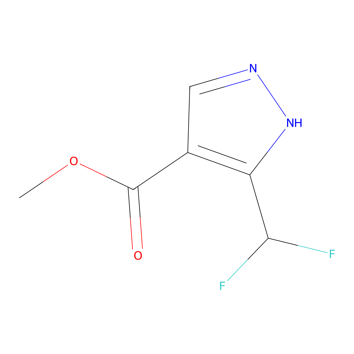Methyl 3-(difluoromethyl)-1H-pyrazole-4-carboxylate molecular structure, CAS 1092961-38-0