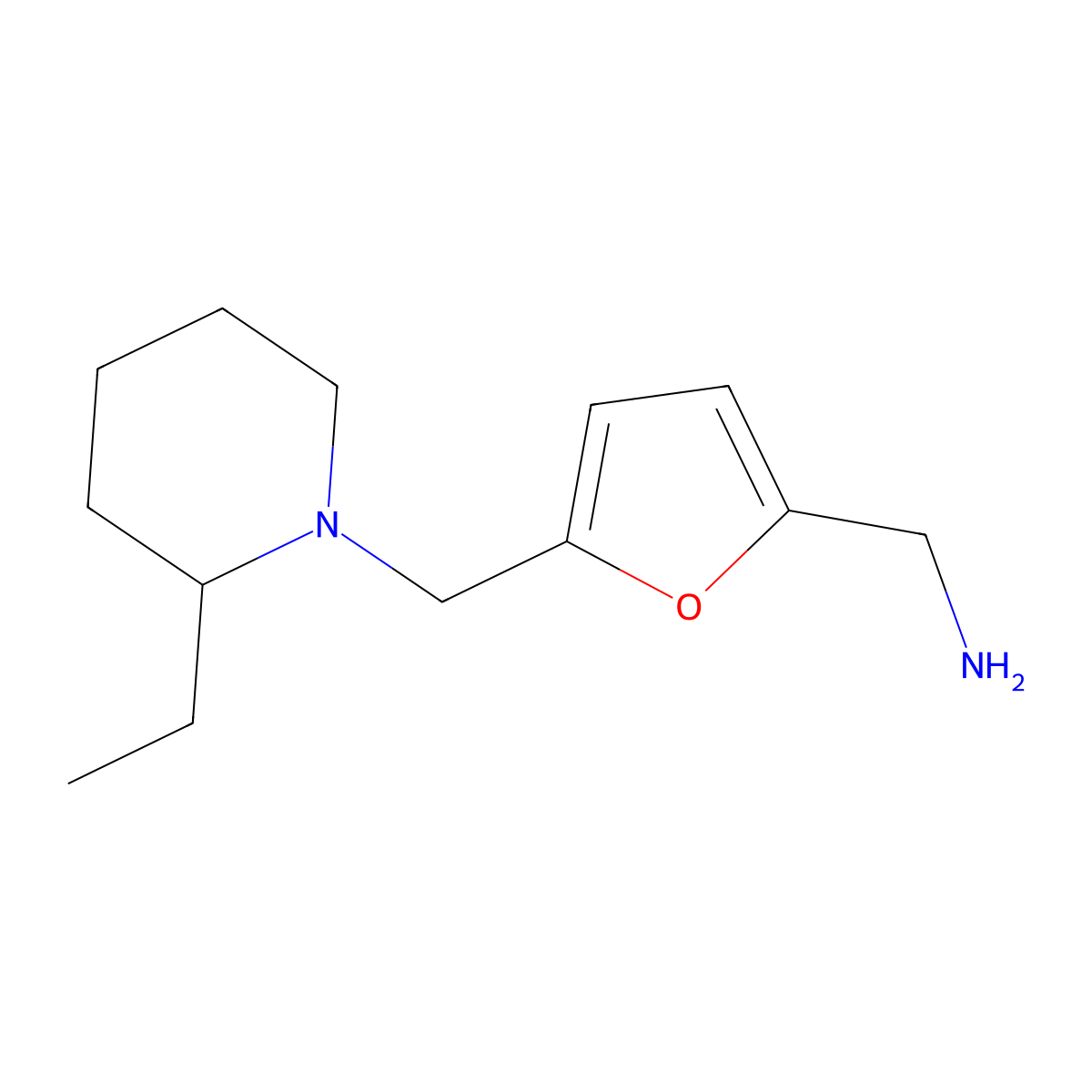 1-{5-[(2-Ethylpiperidin-1-yl)methyl]furan-2-yl}methanamine molecular structure, CAS 1092969-16-8