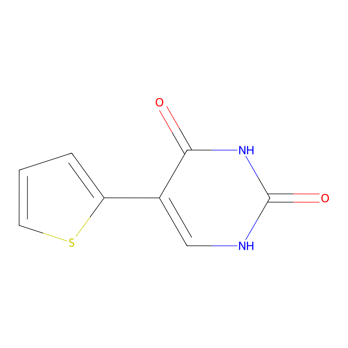 5-(thiophen-2-yl)pyrimidine-2,4(1H,3H)-dione molecular structure, CAS 109299-90-3