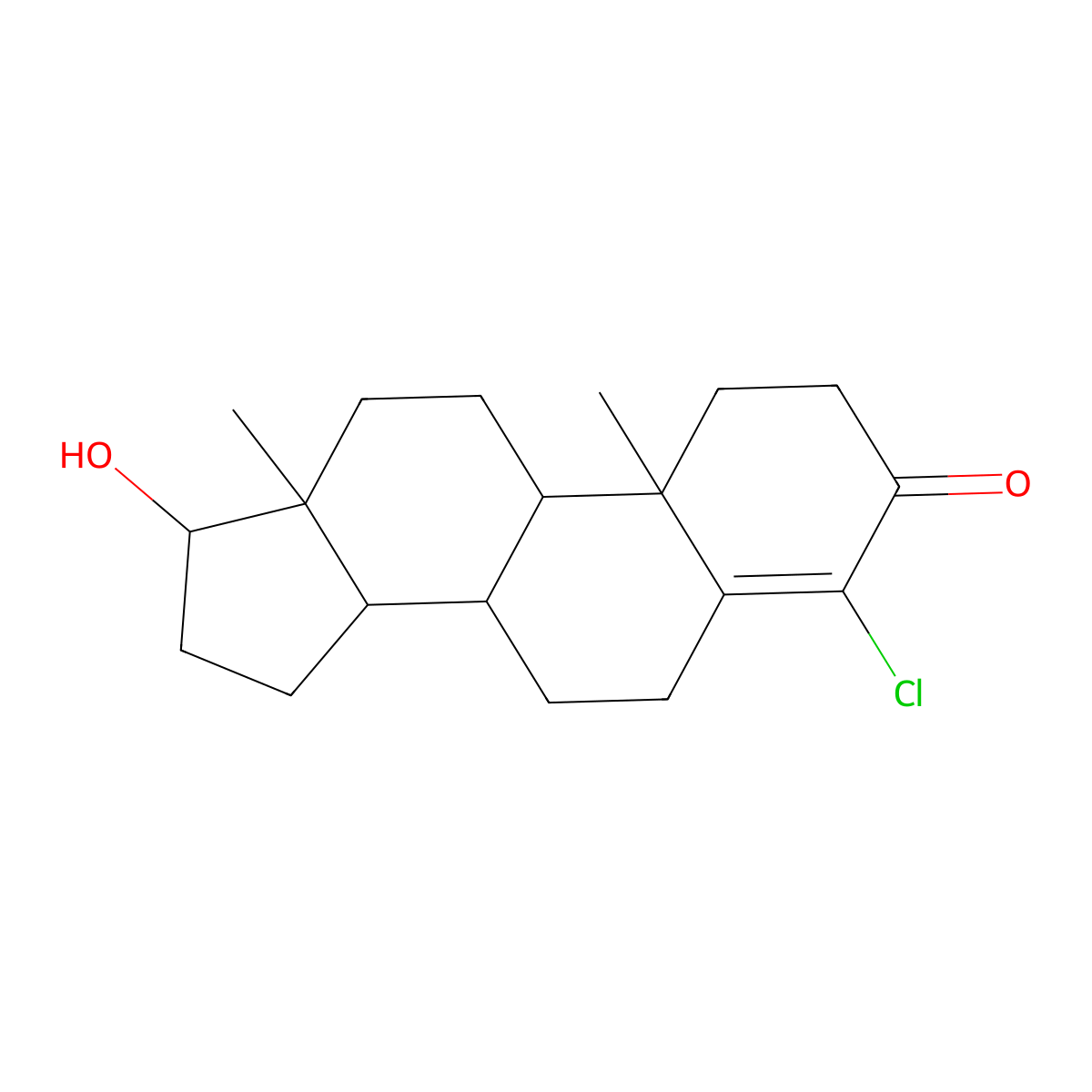 Clostebol molecular structure, CAS 1093-58-9