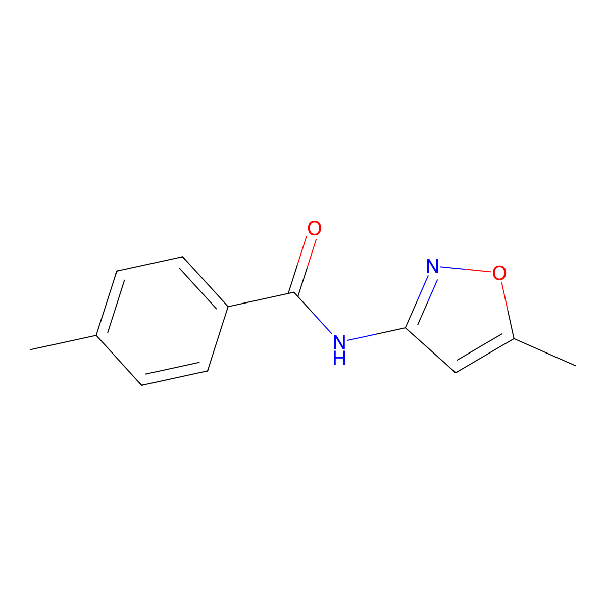 4-methyl-N-(5-methyl-1,2-oxazol-3-yl)benzamide molecular structure, CAS 109300-30-3