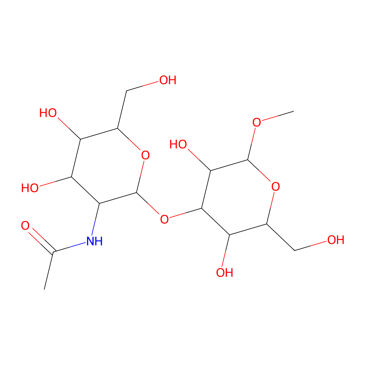 Methyl 3-O-(2-acetamido-2-deoxy-b-D-galactopyranosyl)-a-D-galactopyranoside molecular structure, CAS 109303-71-1