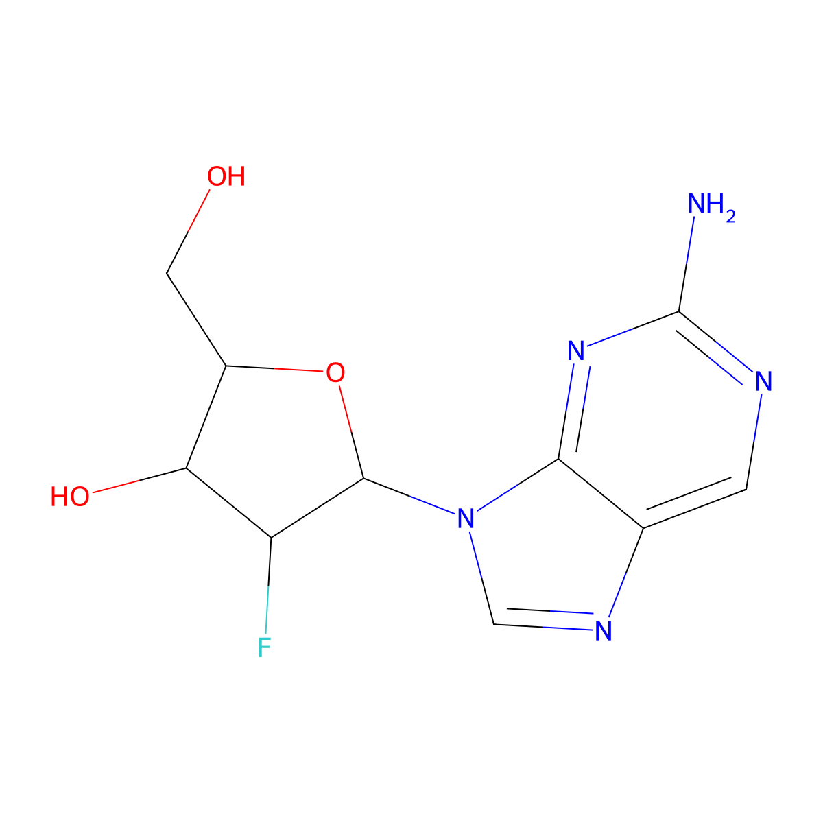 (2R,3R,4R,5R)-5-(2-Amino-9H-purin-9-yl)-4-fluoro-2-(hydroxymethyl)tetrahydrofuran-3-ol molecular structure, CAS 109304-04-3