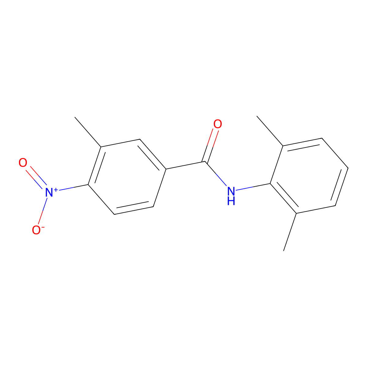 Benzamide, N-(2,6-dimethylphenyl)-3-methyl-4-nitro- molecular structure, CAS 109306-96-9