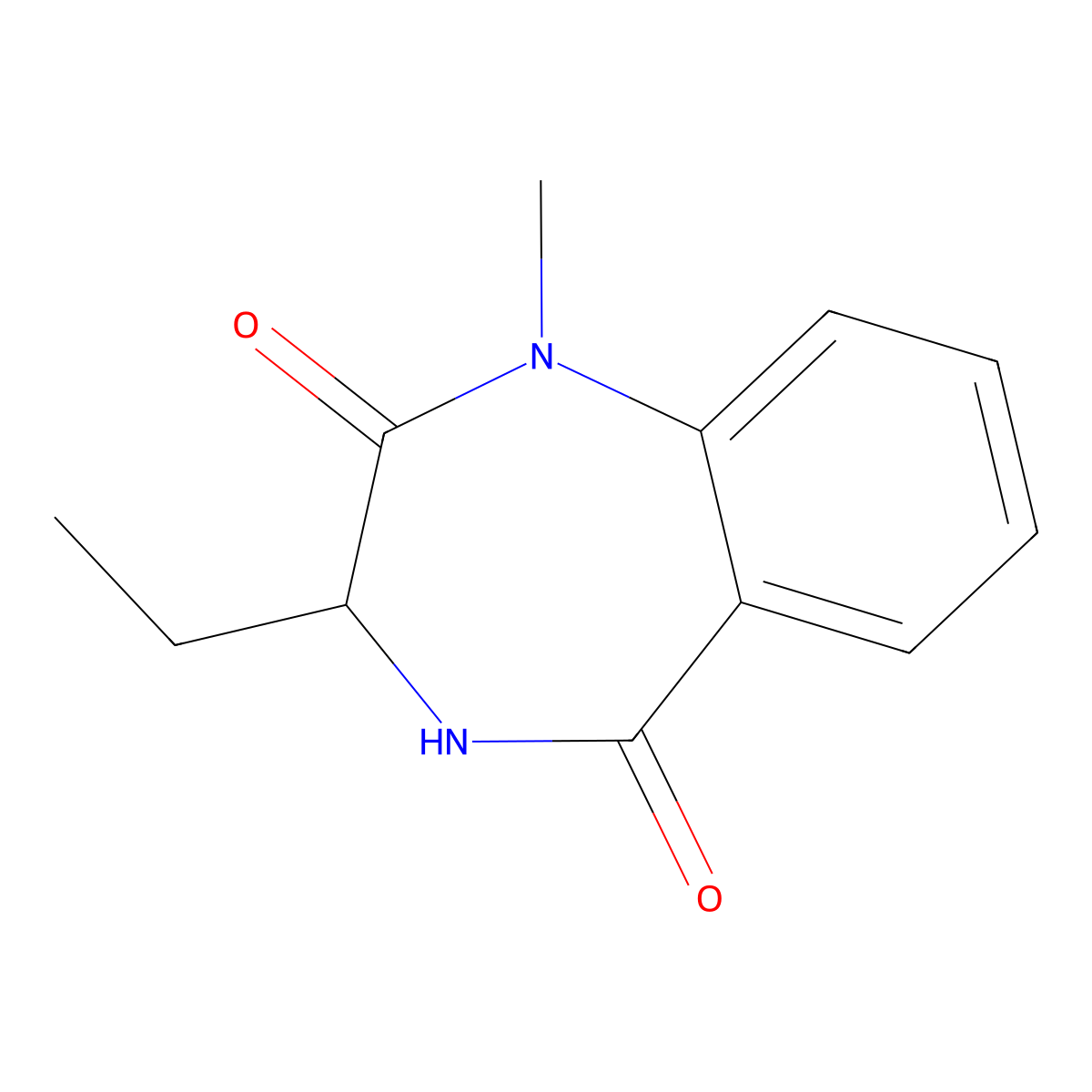 3-ethyl-1-methyl-2,3,4,5-tetrahydro-1H-1,4-benzodiazepine-2,5-dione molecular structure, CAS 1093060-45-7