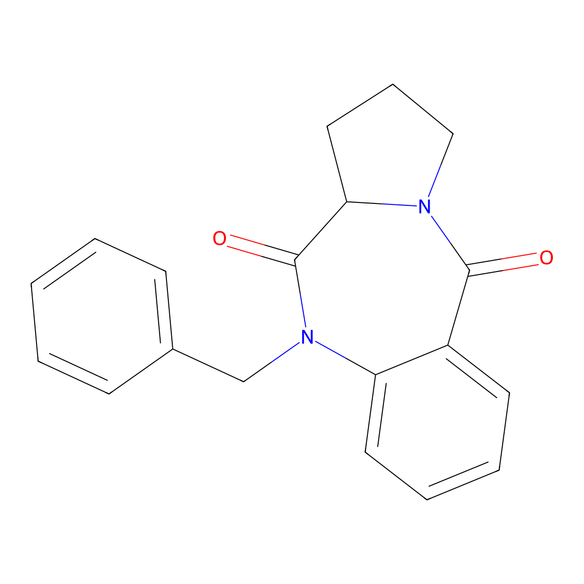 10-benzyl-2,3-dihydro-1H-pyrrolo[2,1-c][1,4]benzodiazepine-5,11(10H,11aH)-dione molecular structure, CAS 1093060-46-8