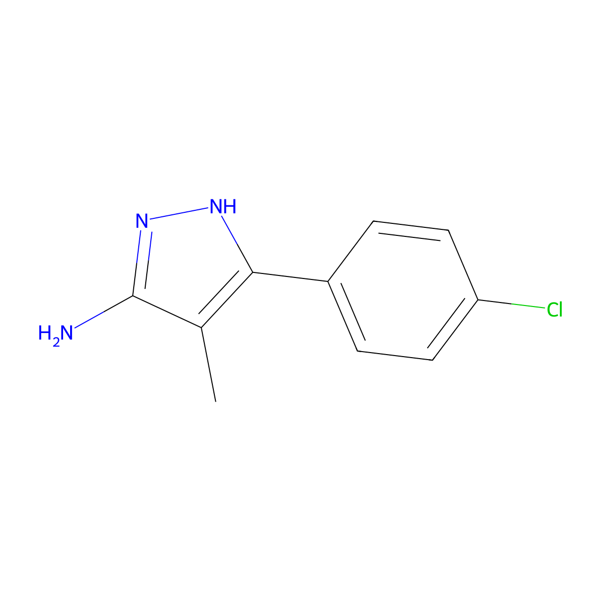 3-(4-chlorophenyl)-4-methyl-1H-pyrazol-5-amine molecular structure, CAS 1093060-49-1