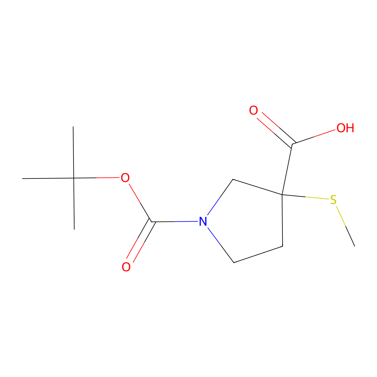 (S)-1-(tert-Butoxycarbonyl)-3-(methylthio)pyrrolidine-3-carboxylic acid molecular structure, CAS 1093063-64-9