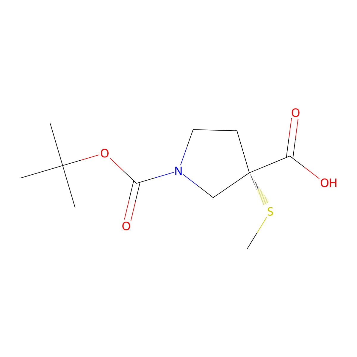 (S)-1-(tert-Butoxycarbonyl)-3-(methylthio)pyrrolidine-3-carboxylic acid molecular structure, CAS 1093063-64-9