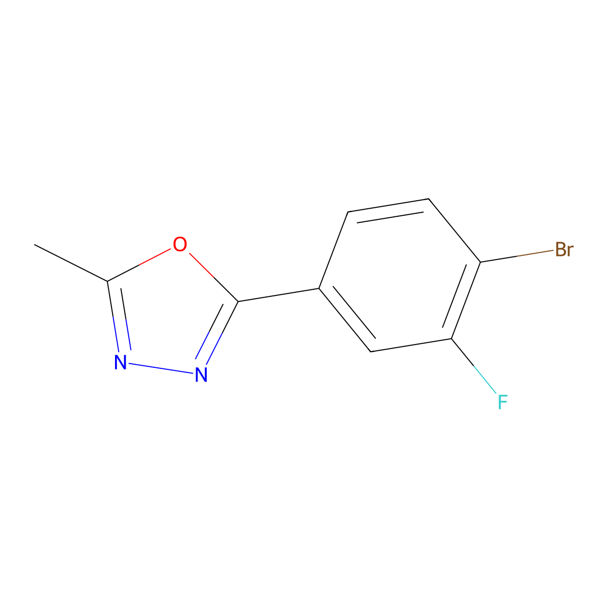 2-(4-Bromo-3-fluorophenyl)-5-methyl-1,3,4-oxadiazole molecular structure, CAS 1093064-67-5