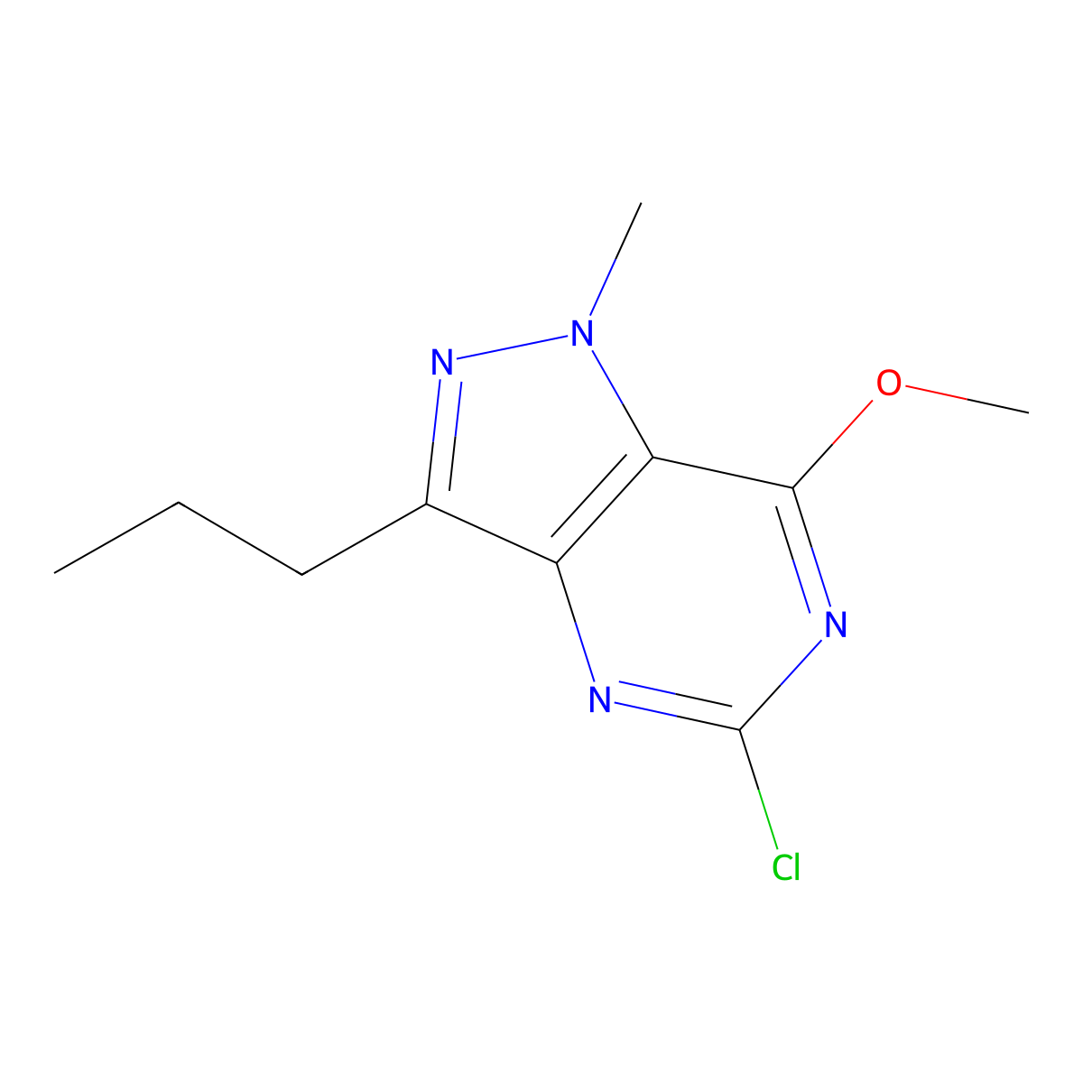 5-Chloro-7-methoxy-1-methyl-3-propyl-1H-pyrazolo[4,3-d]pyrimidine molecular structure, CAS 1093065-13-4