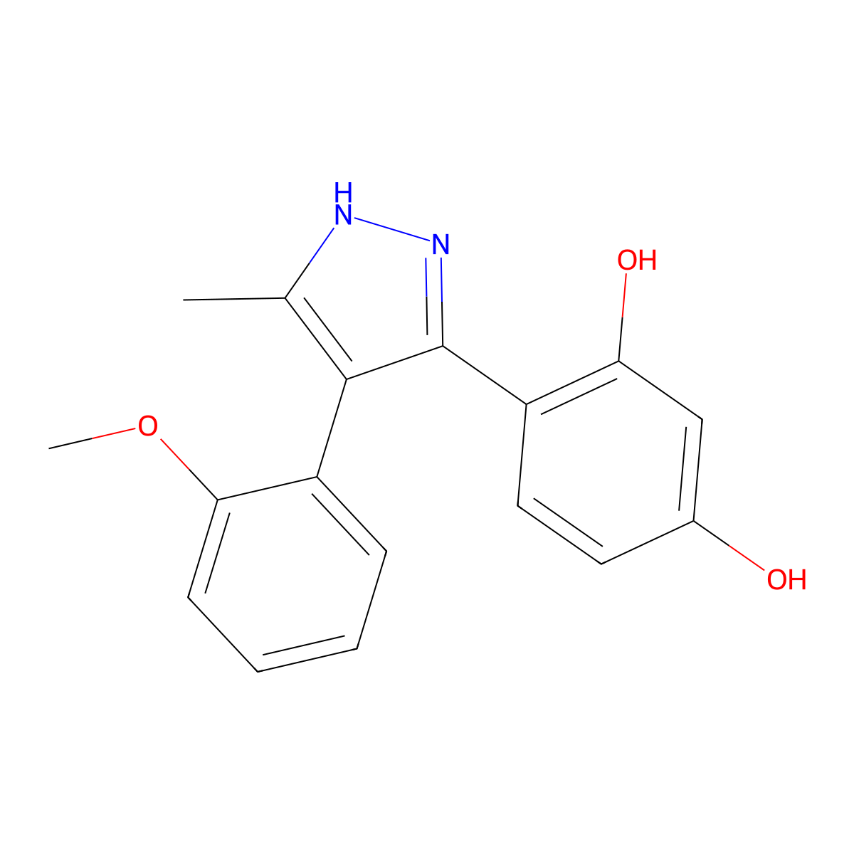 4-(4-(2-methoxyphenyl)-5-methyl-1H-pyrazol-3-yl)benzene-1,3-diol molecular structure, CAS 1093065-35-0