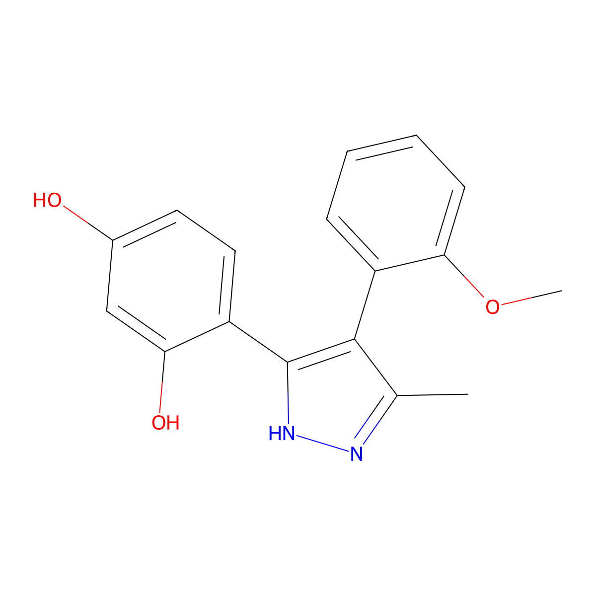 4-(4-(2-methoxyphenyl)-5-methyl-1H-pyrazol-3-yl)benzene-1,3-diol molecular structure, CAS 1093065-35-0