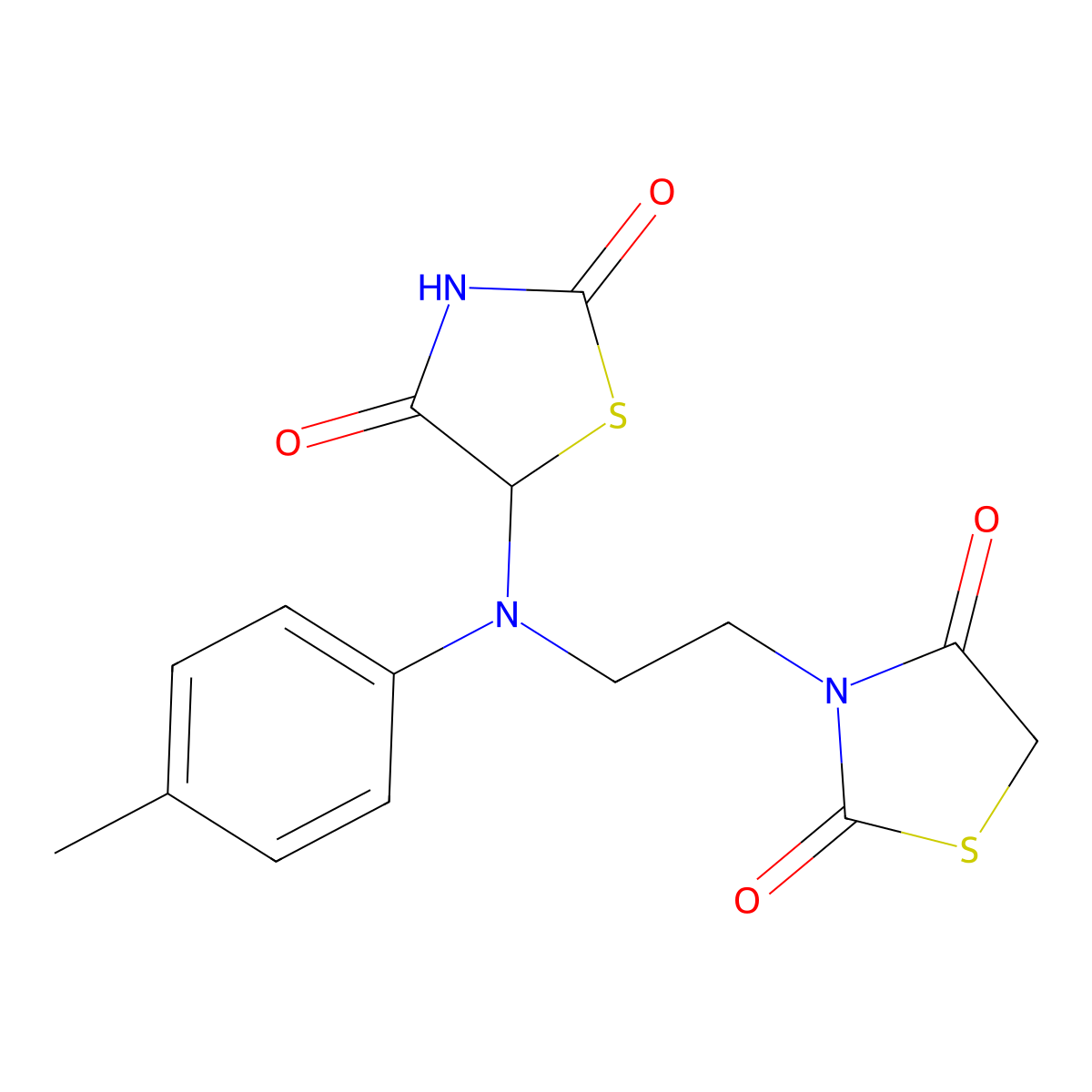 5-((2-(2,4-Dioxothiazolidin-3-yl)ethyl)(p-tolyl)amino)thiazolidine-2,4-dione molecular structure, CAS 1093065-96-3