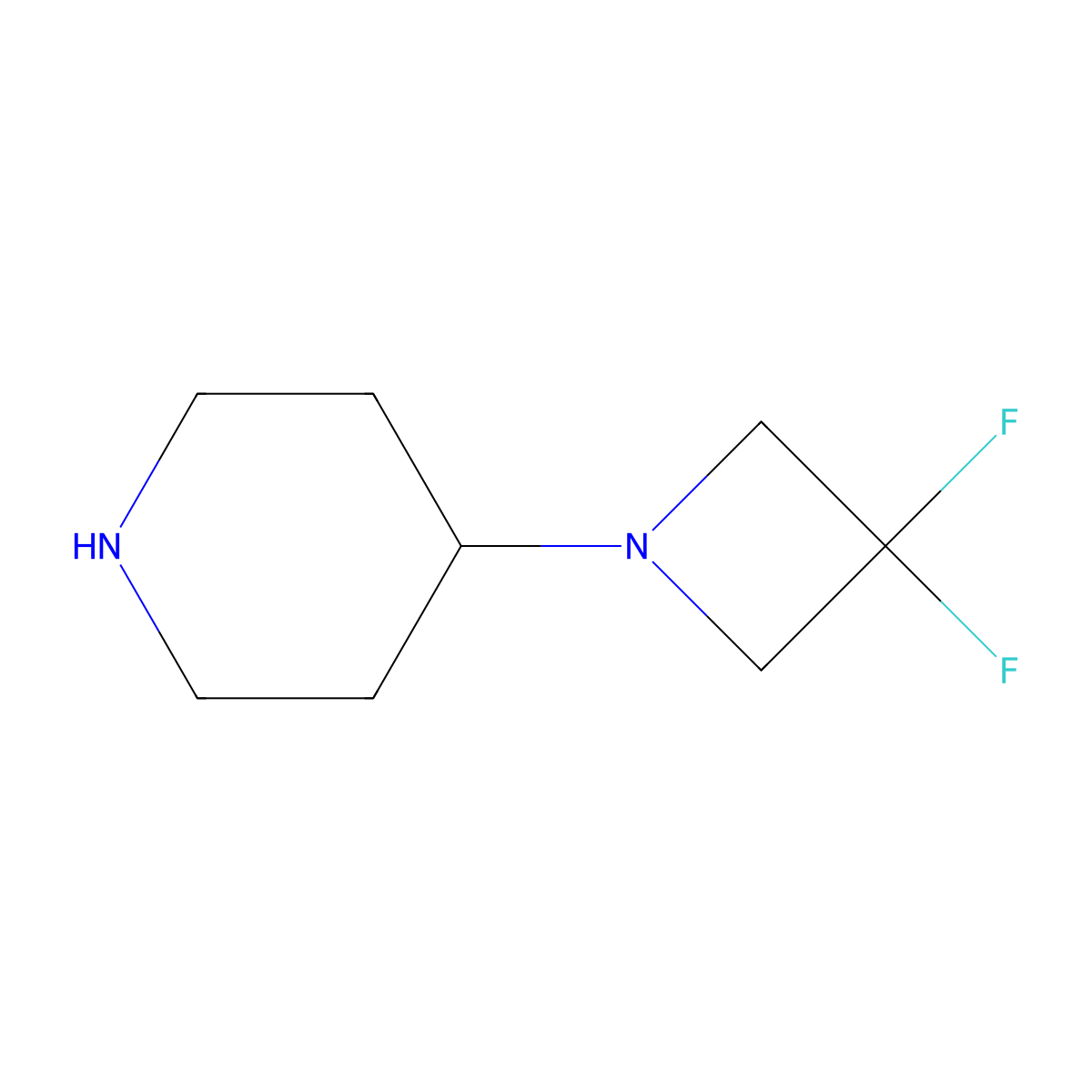 4-(3,3-Difluoroazetidin-1-yl)piperidine molecular structure, CAS 1093066-73-9