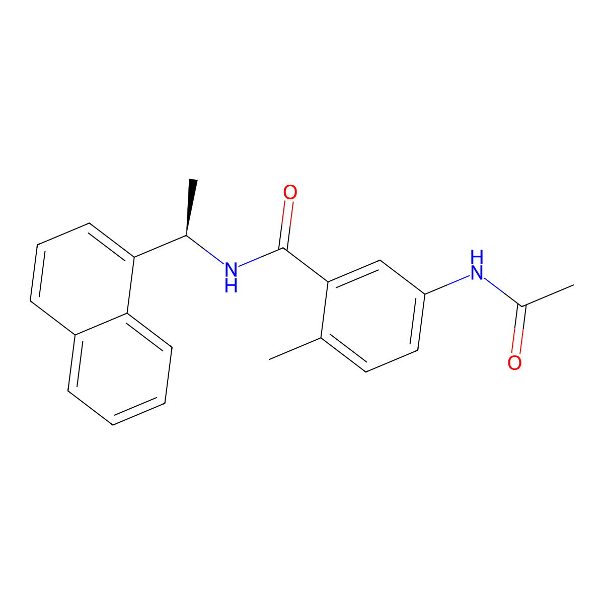 5-(acetylamino)-2-methyl-N-[(1R)-1-(1-naphthalenyl)ethyl]benzamide molecular structure, CAS 1093070-14-4
