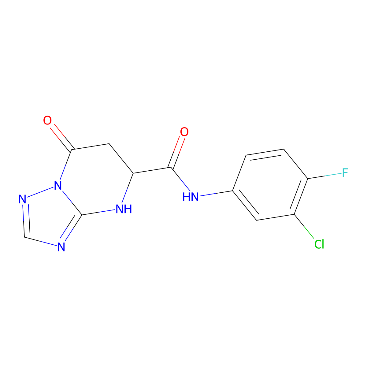 N-(3-chloro-4-fluorophenyl)-7-oxo-4,5,6,7-tetrahydro[1,2,4]triazolo[1,5-a]pyrimidine-5-carboxamide molecular structure, CAS 1093070-93-9