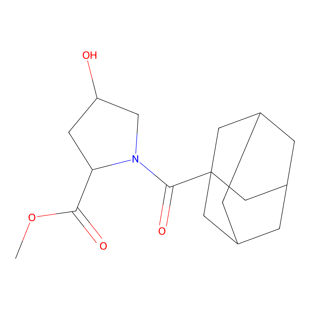 methyl (2S,4R)-1-(adamantane-1-carbonyl)-4-hydroxypyrrolidine-2-carboxylate molecular structure, CAS 1093072-92-4