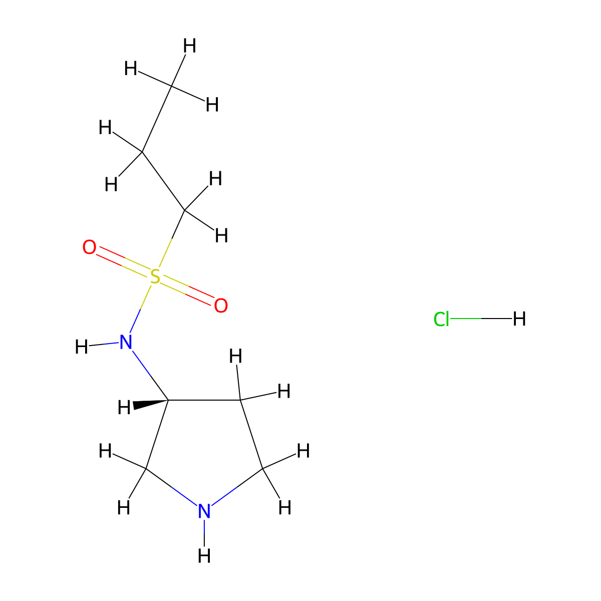 (R)-N-(pyrrolidin-3-yl)propane-1-sulfonamide hydrochloride molecular structure, CAS 1093074-52-2