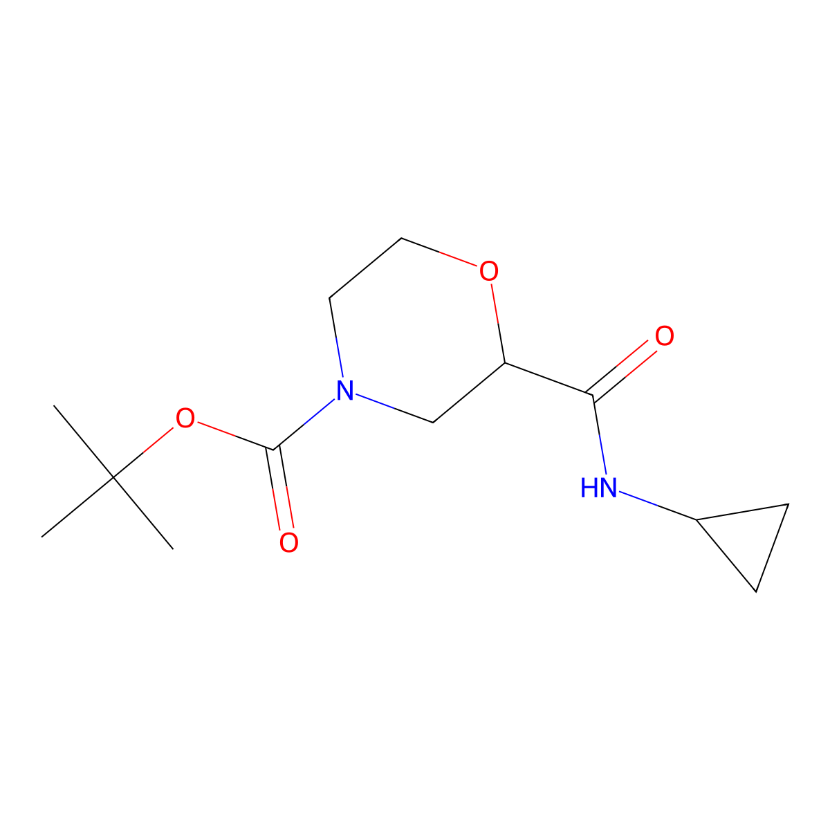Tert-butyl 2-(cyclopropylcarbamoyl)morpholine-4-carboxylate molecular structure, CAS 1093085-56-3