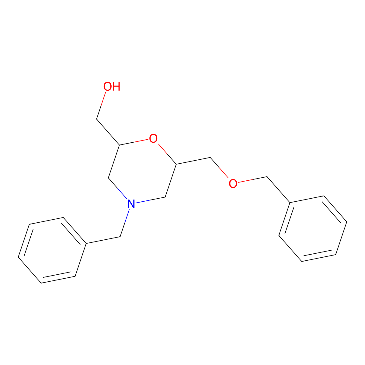 ((2R,6S)-4-benzyl-6-(benzyloxymethyl)morpholin-2-yl)methanol molecular structure, CAS 1093085-89-2