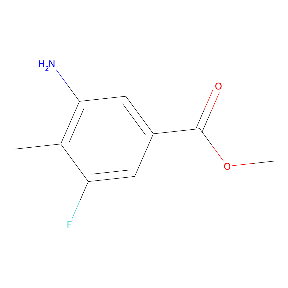 Methyl 3-amino-5-fluoro-4-methylbenzoate molecular structure, CAS 1093087-06-9