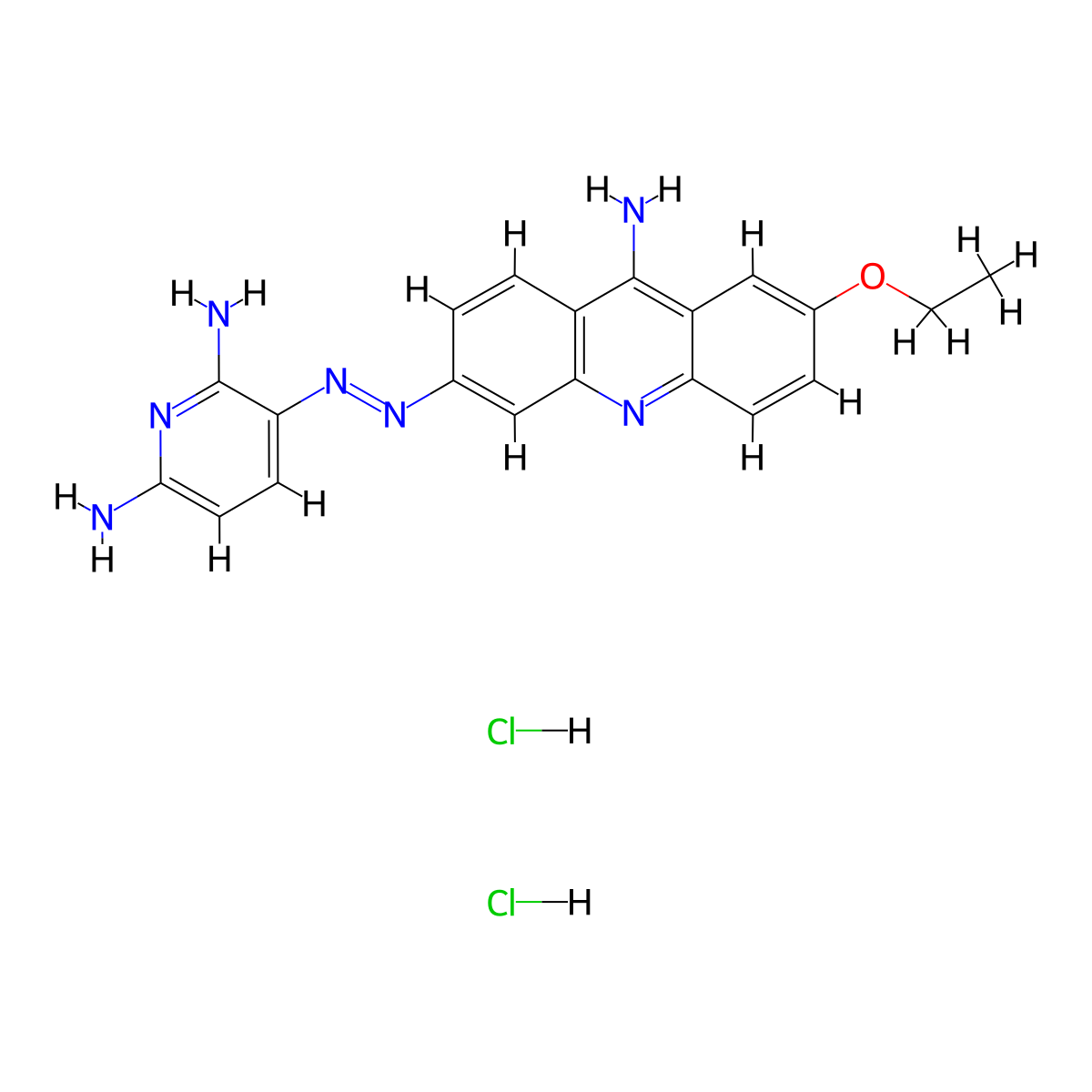 2,6-Pyridinediamine, 3-[2-(9-amino-7-ethoxy-3-acridinyl)diazenyl]-, hydrochloride (1:2) molecular structure, CAS 1093100-07-2