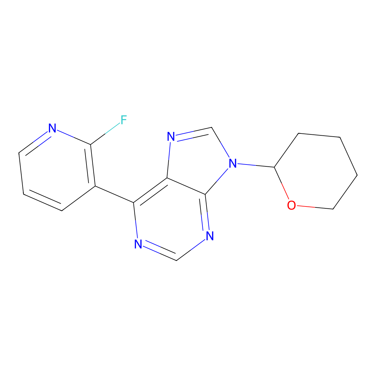 6-(2-Fluoropyridin-3-YL)-9-(tetrahydro-2H-pyran-2-YL)-9H-purine molecular structure, CAS 1093101-52-0