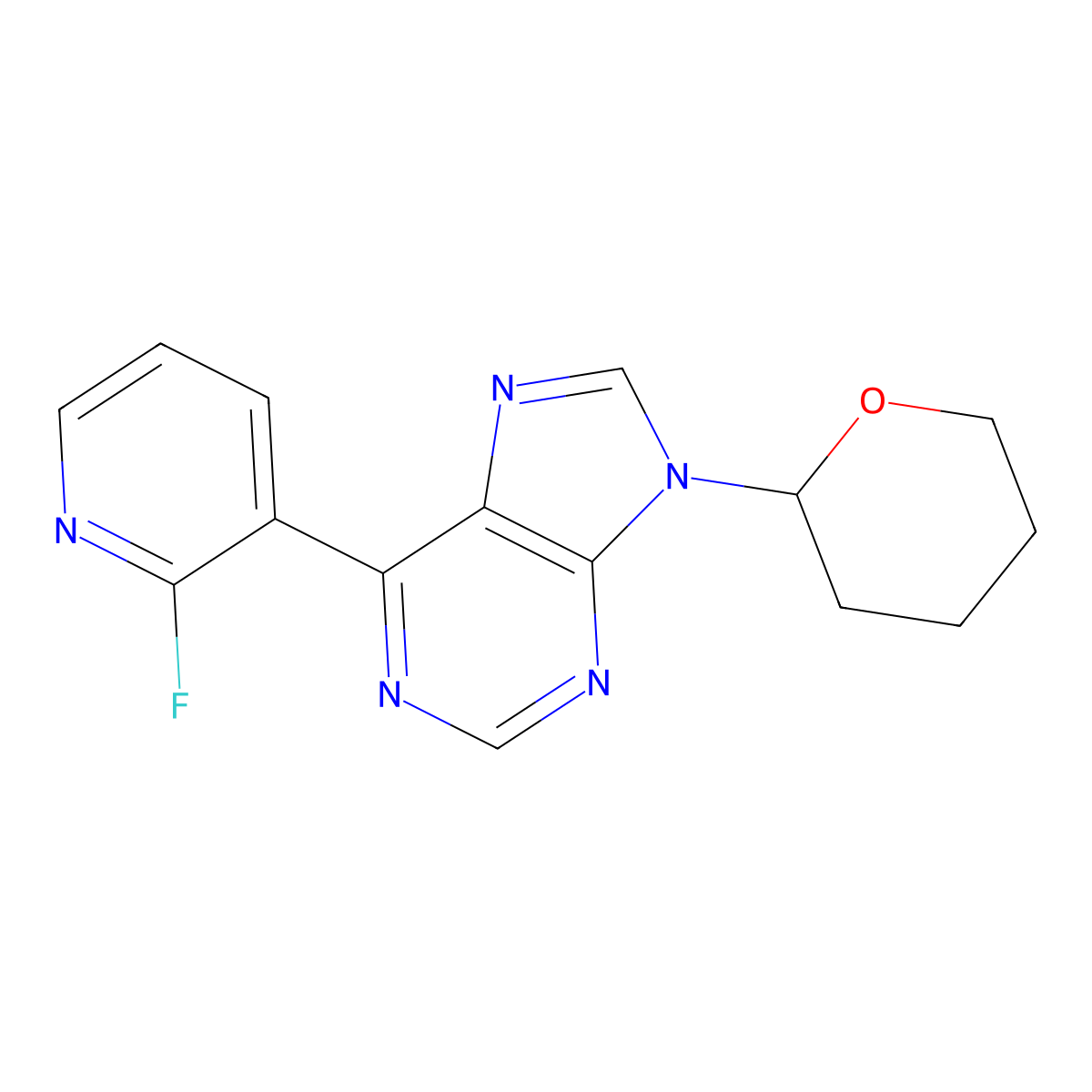 6-(2-Fluoropyridin-3-YL)-9-(tetrahydro-2H-pyran-2-YL)-9H-purine molecular structure, CAS 1093101-52-0