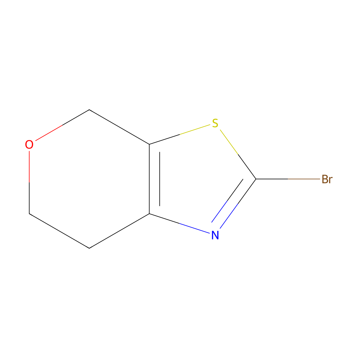 2-bromo-4H,6H,7H-pyrano(4,3-d)(1,3)thiazole molecular structure, CAS 1093107-56-2