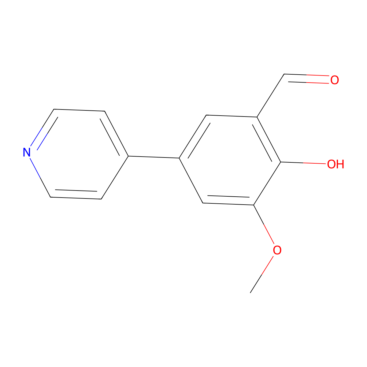 2-Hydroxy-3-methoxy-5-(pyridin-4-yl)benzaldehyde molecular structure, CAS 1093118-26-3