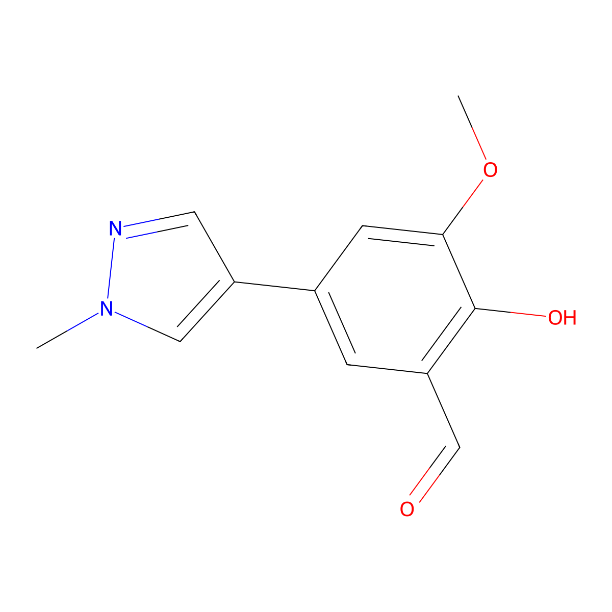 2-Hydroxy-3-methoxy-5-(1-methyl-1H-pyrazol-4-yl)benzaldehyde molecular structure, CAS 1093118-27-4