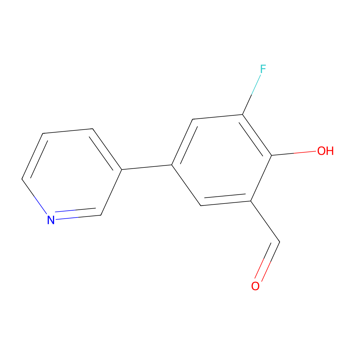 3-Fluoro-2-hydroxy-5-(pyridin-3-yl)benzaldehyde molecular structure, CAS 1093118-28-5