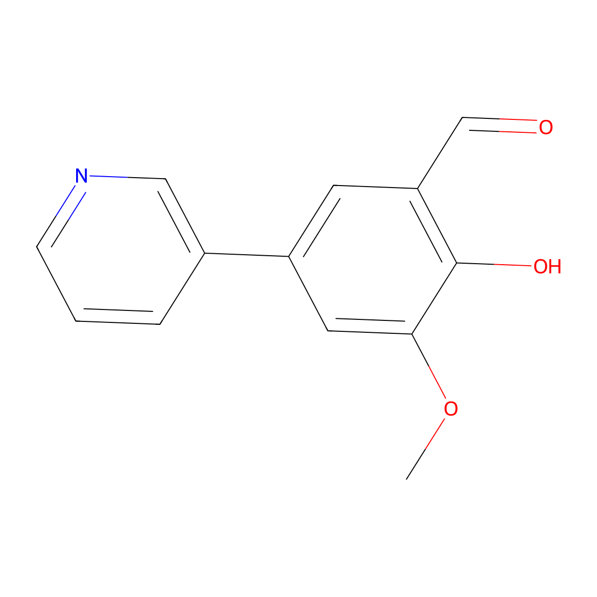 2-Hydroxy-3-methoxy-5-(pyridin-3-yl)benzaldehyde molecular structure, CAS 1093118-29-6